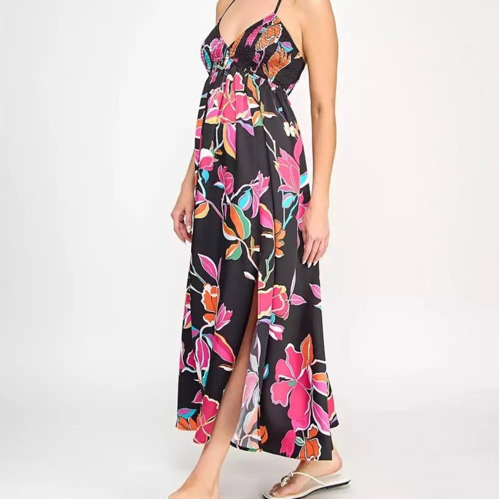 INVITEE Smocked-Bodice Maxi-Dress